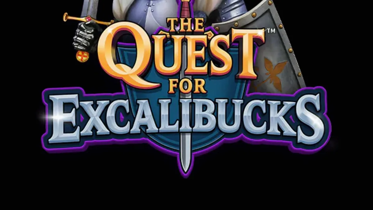 Cena medieval do jogo The Quest for Excalibucks com cavaleiros e castelo