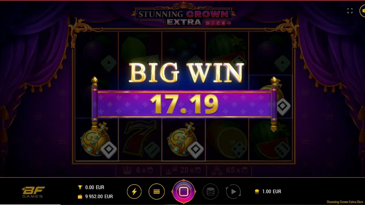 Visual luxuoso do slot Stunning Crown Extra Dice com coroas e joias