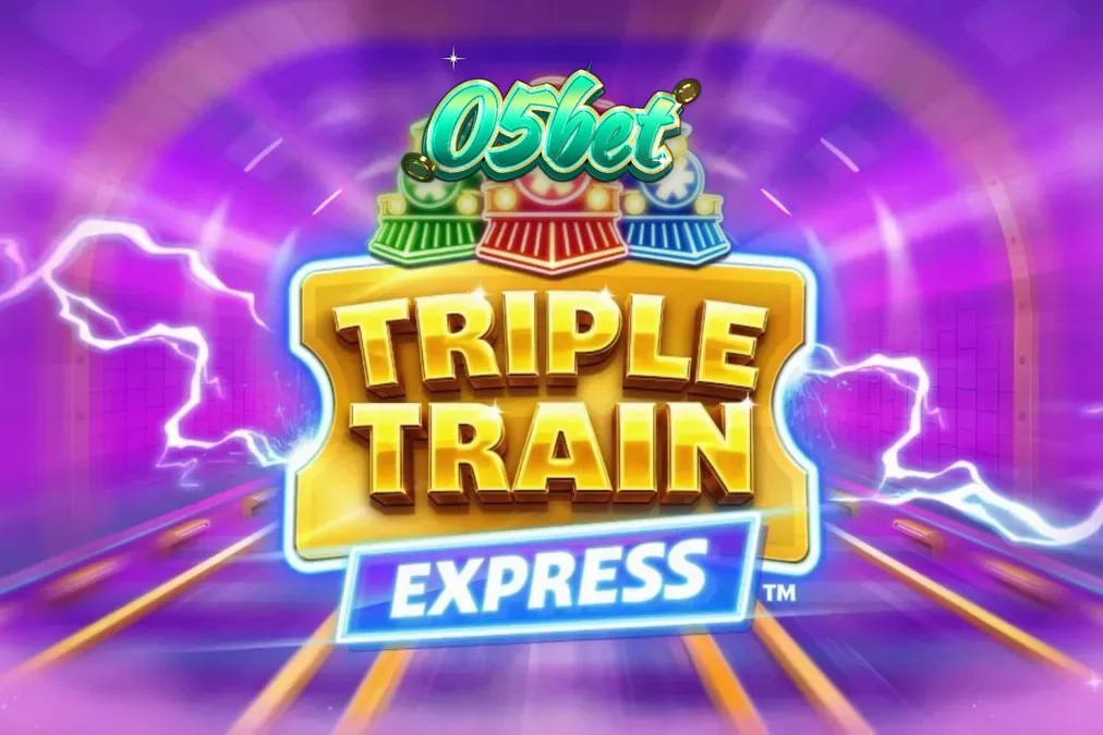 Interface futurista e neon do slot Triple Train Express